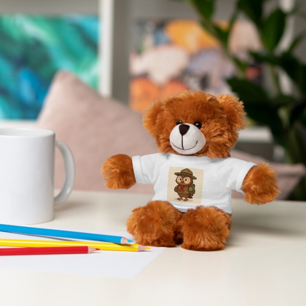 Stuffed Animal with Tee, Cuddle Buddy Gift, Personalized Plush Toy, Kids Birthday, Cute Home Decor, Stuffed Bear for Every Occasion - Imagen 3