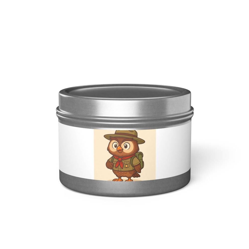 Adventurous Owl Tin Candle - Cozy Home Decor, Gift for Nature Lovers, Personalized Candle, Camping Candle, Eco-Friendly Scented Candle - Image 9