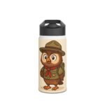 Adventurous Owl Stainless Steel Water Bottle, Outdoor Gear, Camping Hydration, Eco-Friendly Drinkware, Gift for Nature Lovers