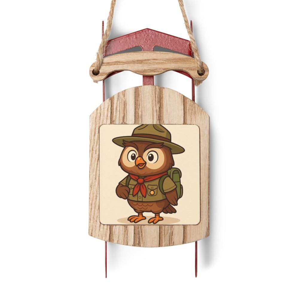 Wooden Sled Ornament - Adorable Owl Design, Holiday Decoration, Winter Decor, Christmas Gift, Festive Home Accent - Imagen 12