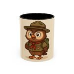 Cute Owl Scout Accent Coffee Mug, Nature Lover Gift, Camping Cup, Adventure Mug, Perfect for Birthdays, Holidays