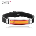 pulsera con bandera de EE. UU., España, para hombres y mujeres, banderas de Israel, Alemania, pulsera de silicona ajustable, brazalete, regalo de recuerdo 2020